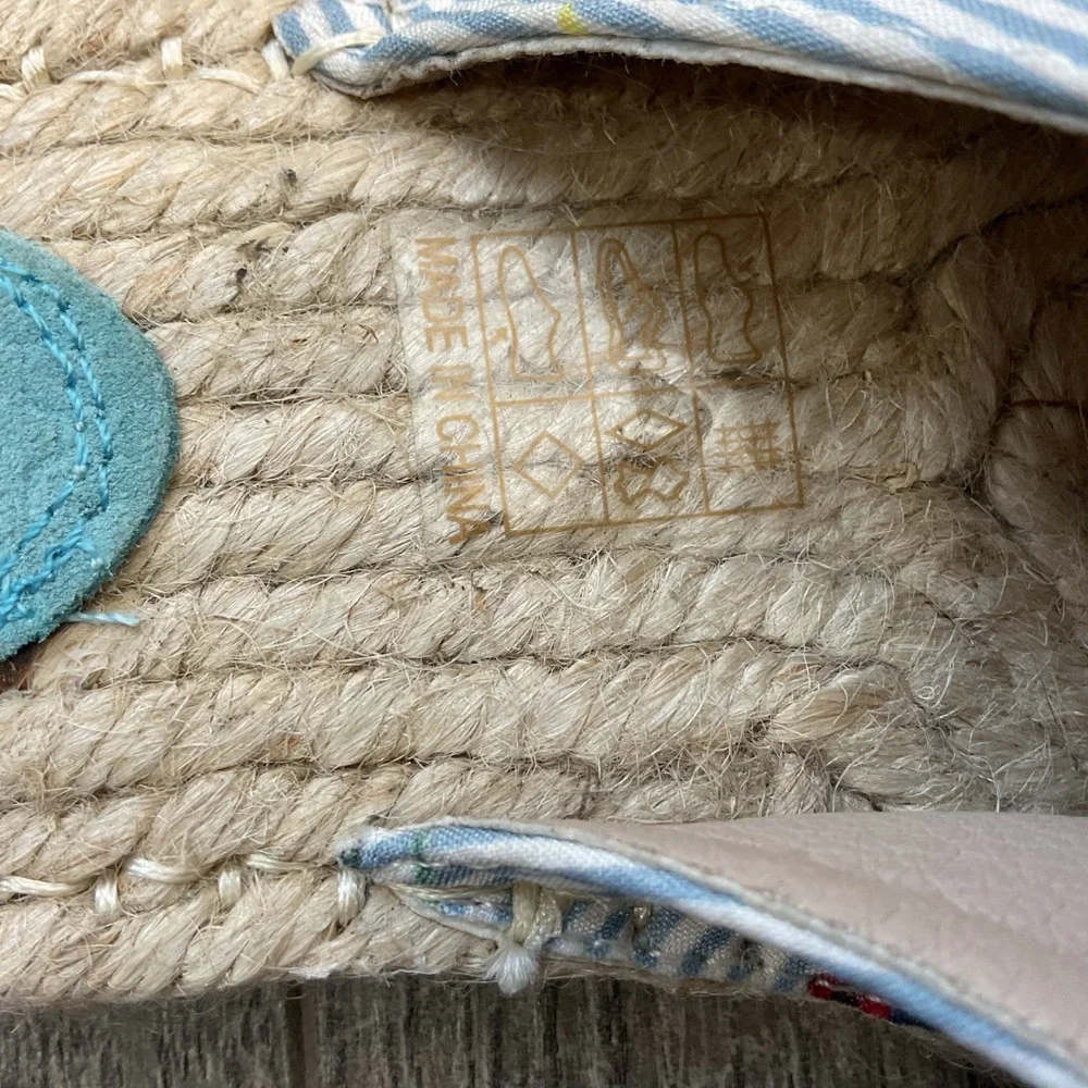Vintage Havana Lilly Blue Floral Striped Bow Espadrille Slide Sandals Woman's 10 - Picture 10 of 10